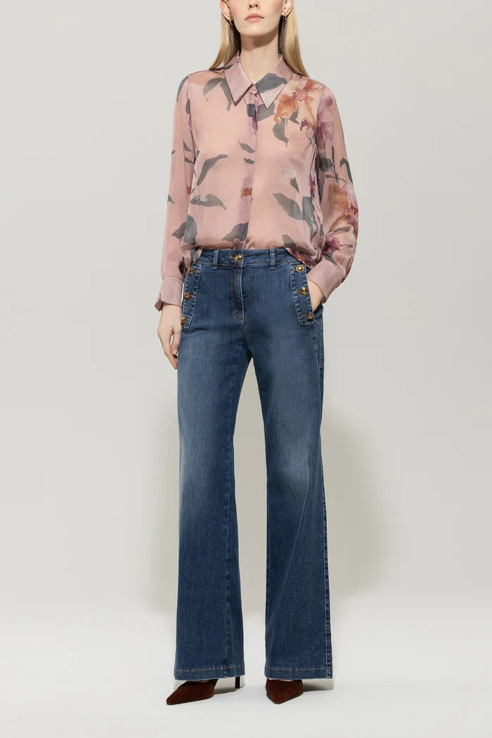 Luisa Cerano Zijde Blouse Lange Mouw – Roze-100% zijde-DAMES TOPS & BLOUSES-Roze