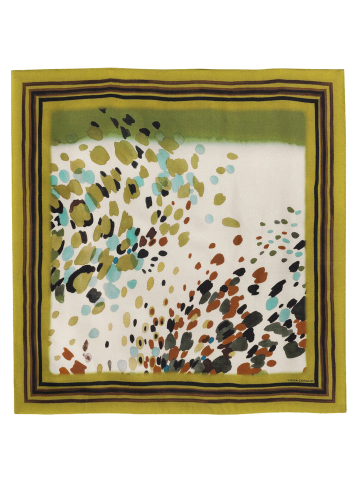 Luisa Cerano Zijden shawl met print – Groen-100% zijde-DAMES ACCESSOIRES-Groen