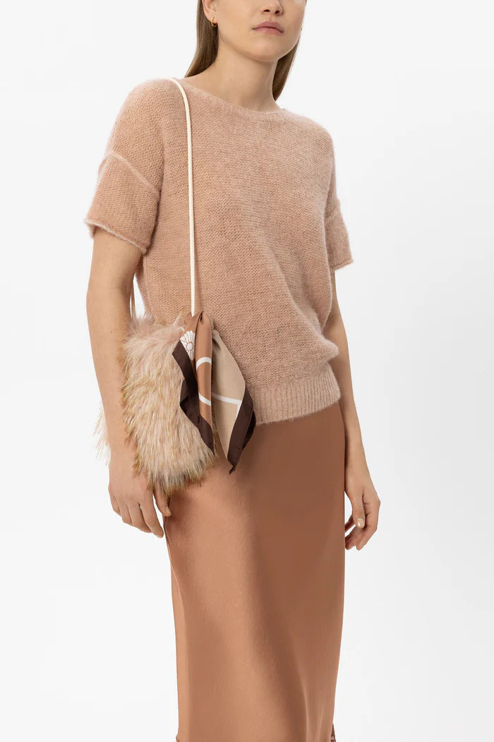 Luisa Cerano Zijden Sjaaltje met Print – Beige-100% zijde-DAMES ACCESSOIRES-Beige
