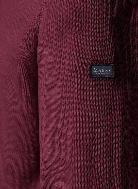 MAERZ 490400 V-hals Trui – Bordeaux-100% wol-HEREN TRUIEN & VESTEN-Rood