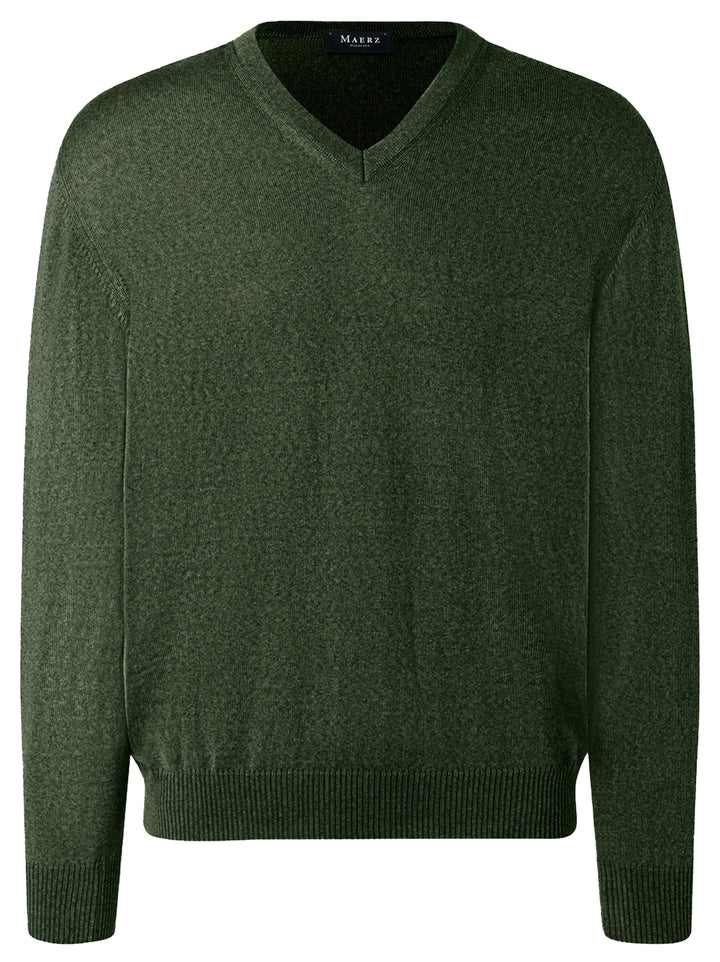 MAERZ 490400 V-hals Trui – Groen-100% wol-HEREN TRUIEN & VESTEN-Groen