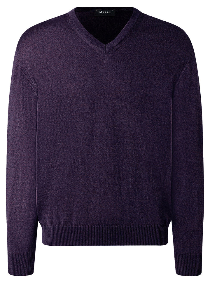 MAERZ 490400 V-hals Trui – Paars-100% wol-HEREN TRUIEN & VESTEN-Paars