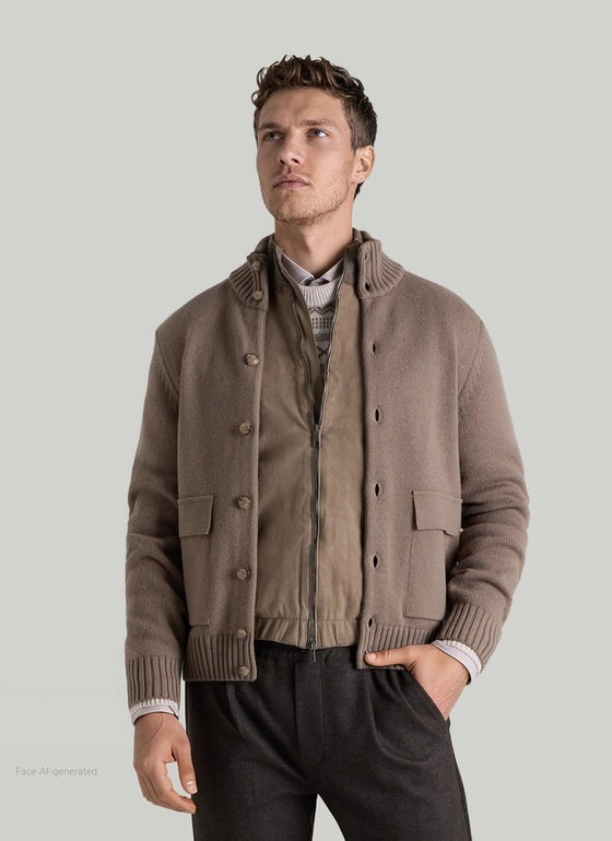 MAERZ Gebreid Vest – Grijs-100% wol-HEREN TRUIEN & VESTEN-Grijs