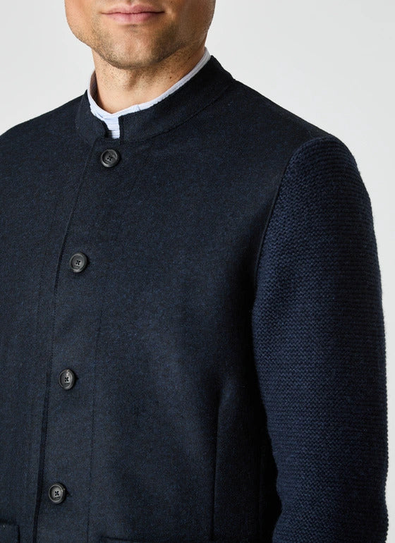 MAERZ Knopenvest Merinowol – Blauw-100% wol<br />-<br />45% polyester, 40% polyacryl, 15% wol-HEREN TRUIEN & VESTEN-Blauw