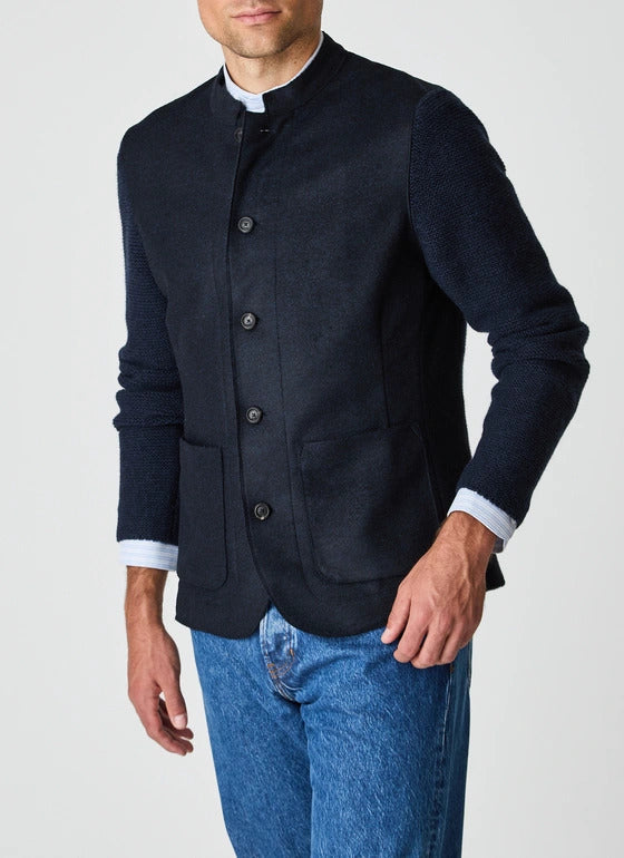 MAERZ Knopenvest Merinowol – Blauw-100% wol<br />-<br />45% polyester, 40% polyacryl, 15% wol-HEREN TRUIEN & VESTEN-Blauw