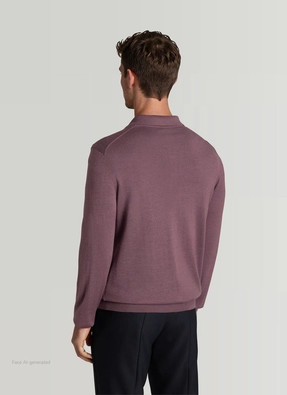 MAERZ Luxury Wool Polo Trui – Paars-70% wol, 20% zijde, 10% kasjmier-HEREN POLO'S & T-SHIRTS-Paars