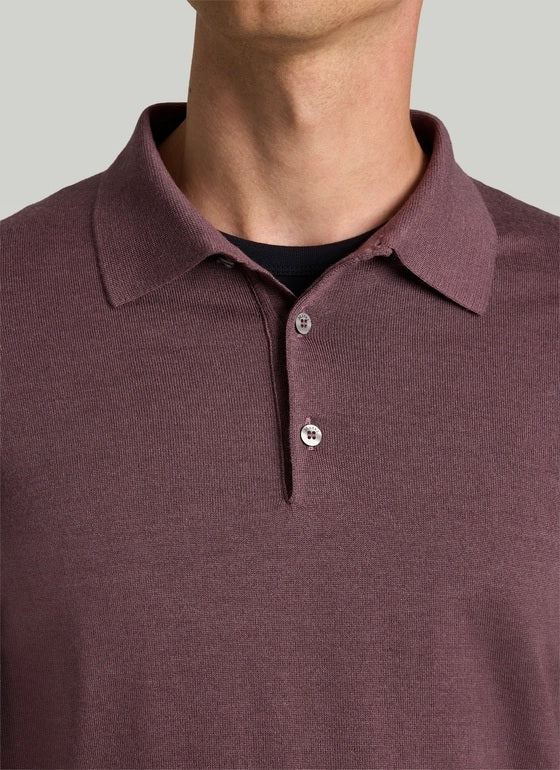 MAERZ Luxury Wool Polo Trui – Paars-70% wol, 20% zijde, 10% kasjmier-HEREN POLO'S & T-SHIRTS-Paars