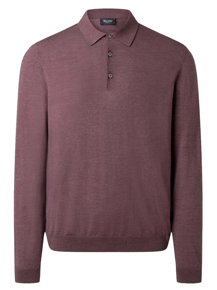 MAERZ Luxury Wool Polo Trui – Paars-70% wol, 20% zijde, 10% kasjmier-HEREN POLO'S & T-SHIRTS-Paars