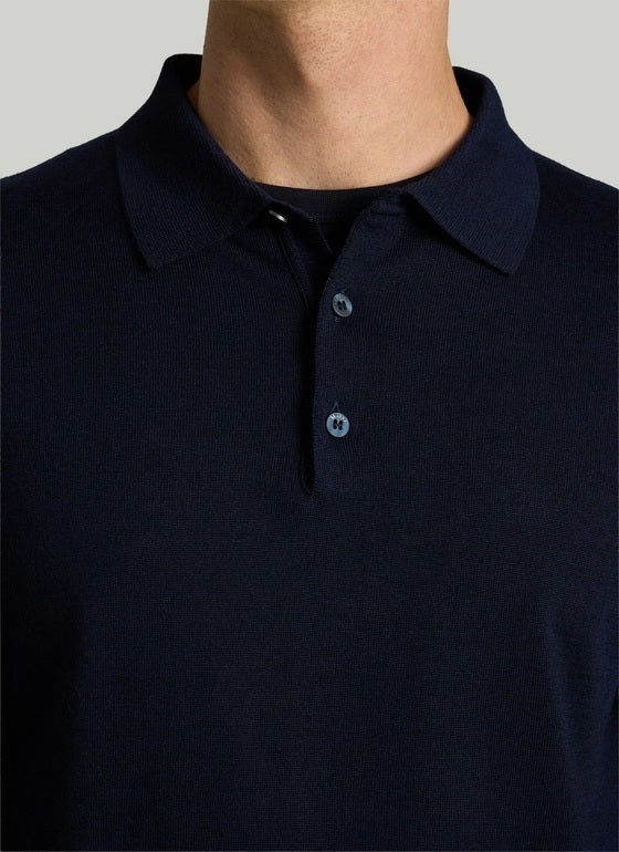 MAERZ Merino Cashmere Polo Trui – Blauw-70% wol, 20% zijde, 10% kasjmier-HEREN POLO'S & T-SHIRTS-Blauw