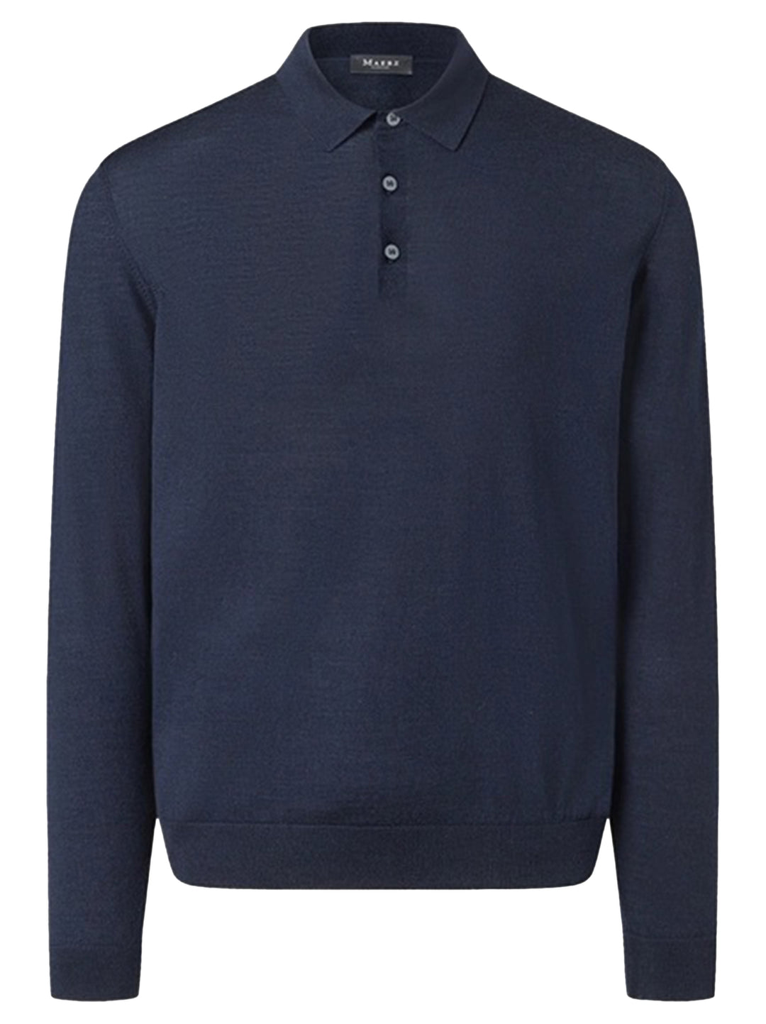 MAERZ Merino Cashmere Polo Trui – Blauw-70% wol, 20% zijde, 10% kasjmier-HEREN POLO'S & T-SHIRTS-Blauw