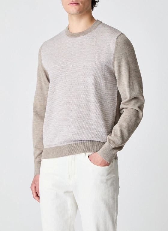 Maerz Merino Ronde Hals Trui – Beige-100% wol-HEREN TRUIEN & VESTEN-Beige