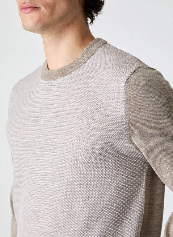 Maerz Merino Ronde Hals Trui – Beige-100% wol-HEREN TRUIEN & VESTEN-Beige