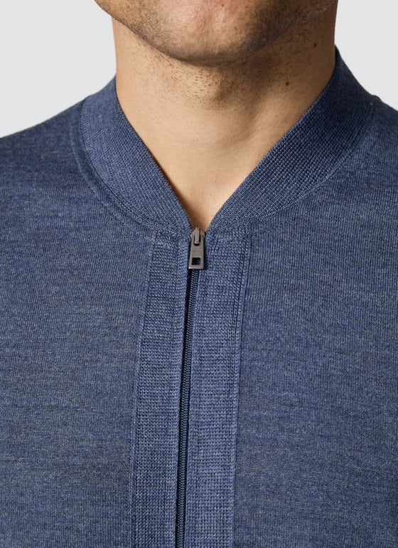 Maerz Merino Vest Rits – Blauw-100% merinowol-HEREN TRUIEN & VESTEN-Blauw