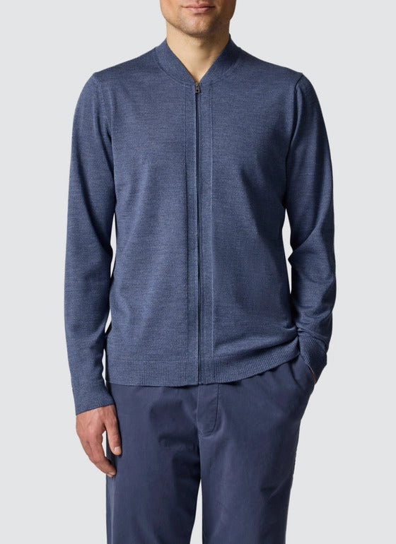 Maerz Merino Vest Rits – Blauw-100% merinowol-HEREN TRUIEN & VESTEN-Blauw