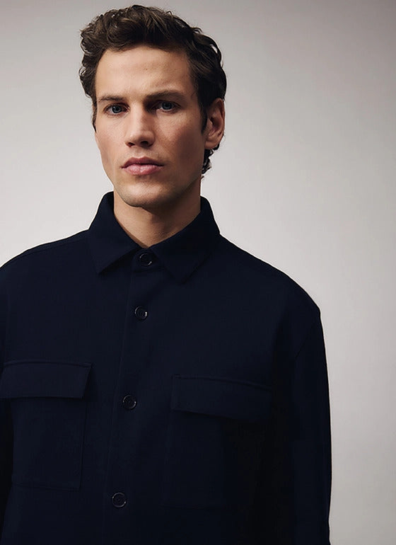 MAERZ overshirt navy-93% Katoen<br />7% Polyester-HEREN SHIRTS-Blauw