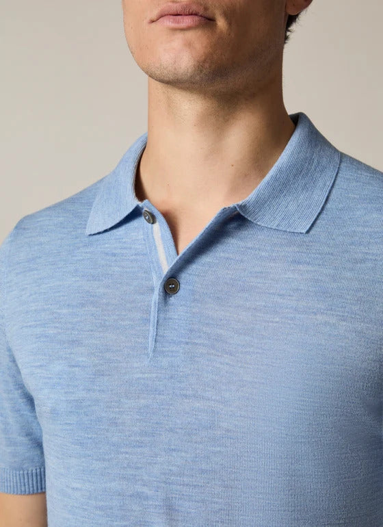 MAERZ Polo Poloshirt – Blauw-100% Scheurwol-HEREN POLO'S & T-SHIRTS-Blauw