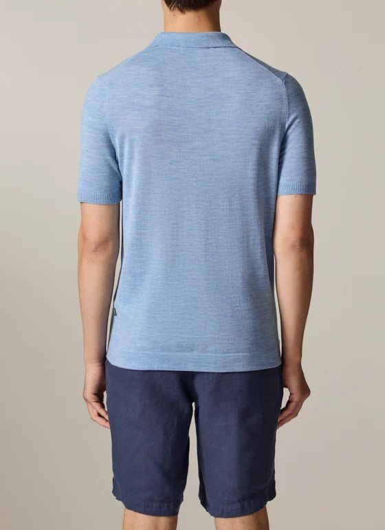 MAERZ Polo Poloshirt – Blauw-100% Scheurwol-HEREN POLO'S & T-SHIRTS-Blauw