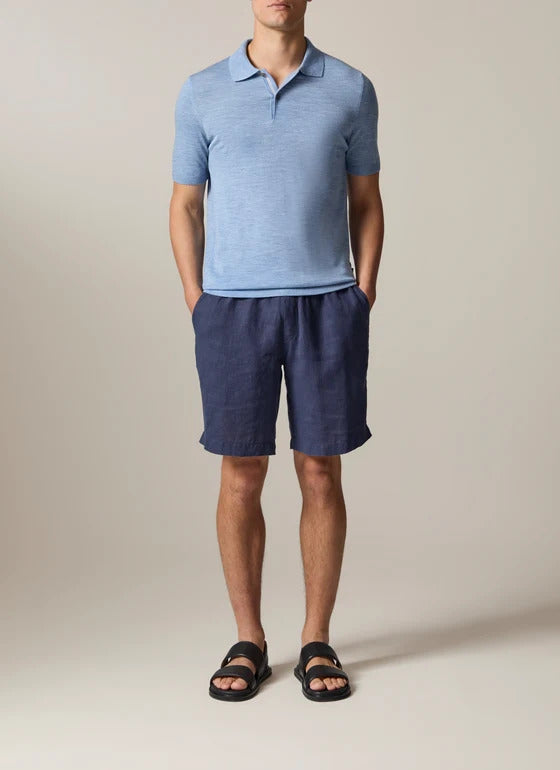 MAERZ Polo Poloshirt – Blauw-100% Scheurwol-HEREN POLO'S & T-SHIRTS-Blauw