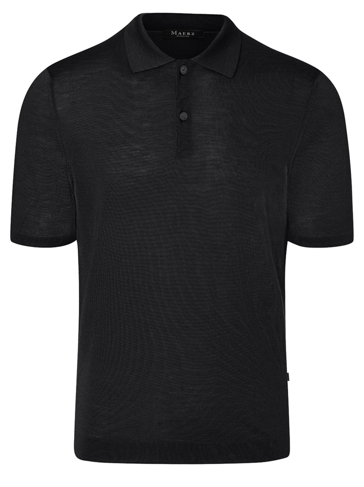 MAERZ Polo – Zwart-100% Scheurwol-HEREN POLO'S & T-SHIRTS-Zwart