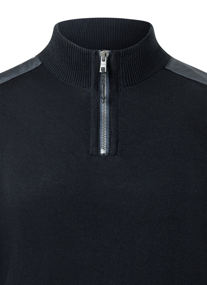MAERZ Quarter Zip Trui-100% katoen-HEREN TRUIEN & VESTEN-Blauw