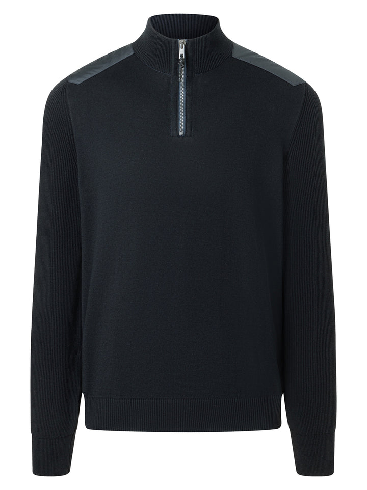 MAERZ Quarter Zip Trui-100% katoen-HEREN TRUIEN & VESTEN-Blauw