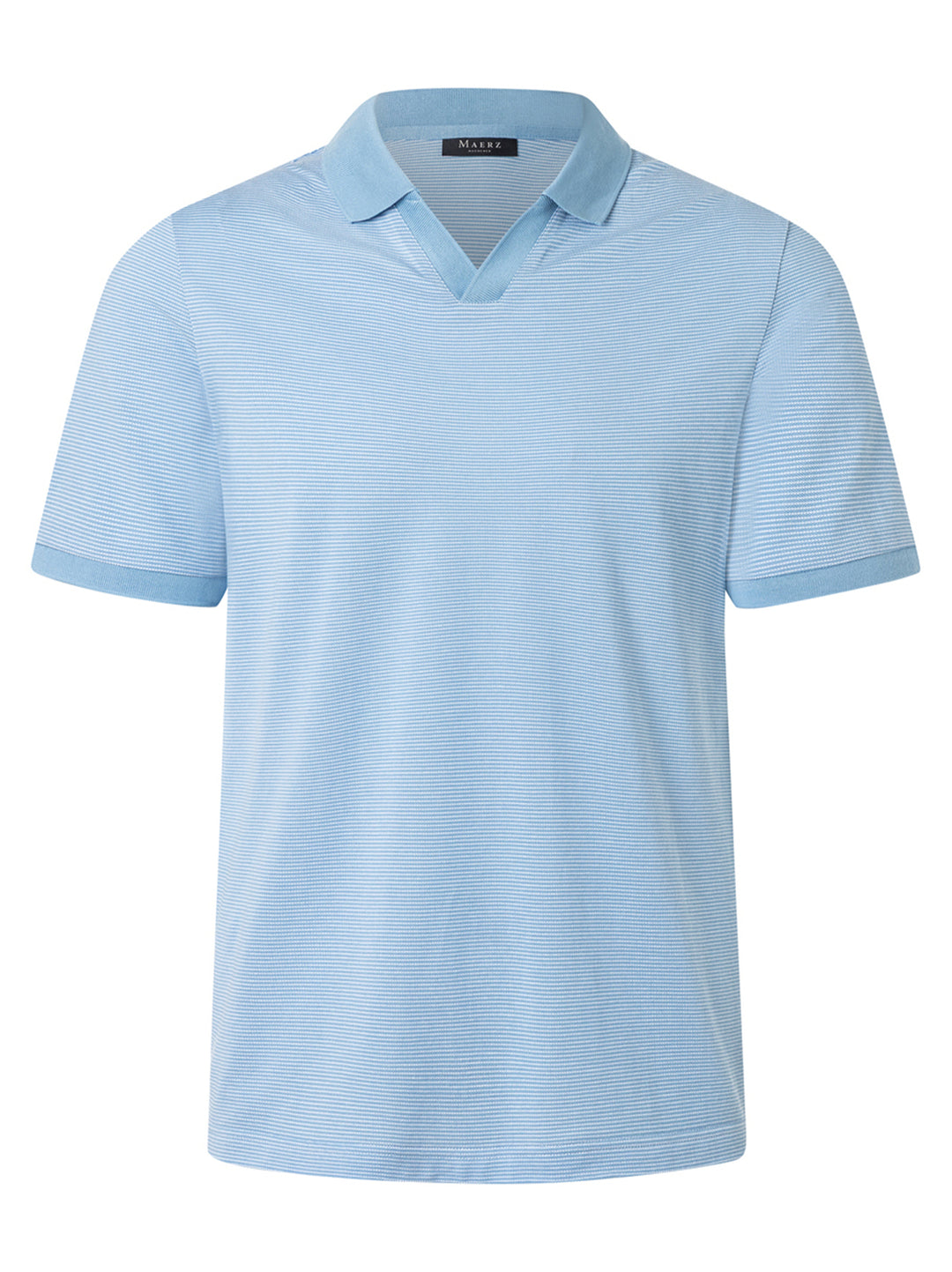 MAERZ Regular Fit Blue Polo - Sky-100% katoen-HEREN POLO'S & T-SHIRTS-Blauw
