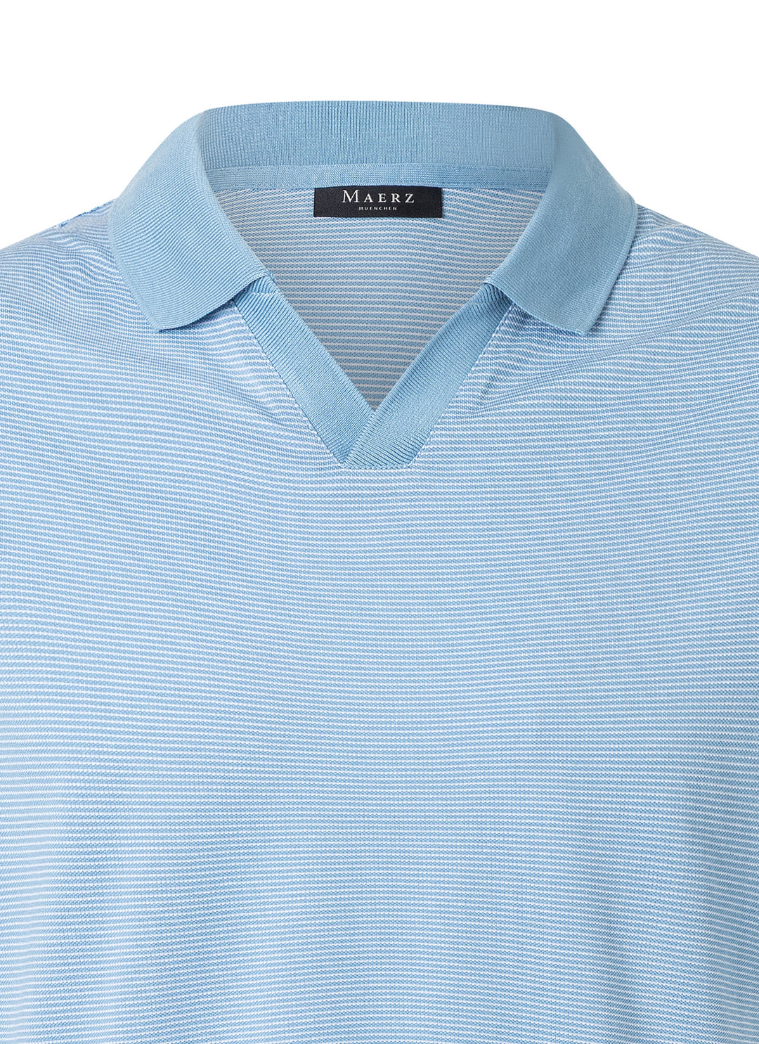 MAERZ Regular Fit Blue Polo - Sky-100% katoen-HEREN POLO'S & T-SHIRTS-Blauw