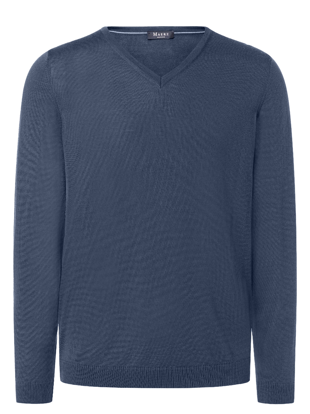 MAERZ Trui V‑Hals – Blauw-100% merino wol-HEREN TRUIEN & VESTEN-Blauw
