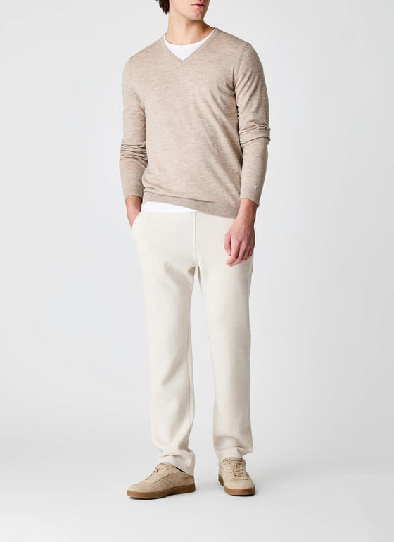 Maerz V‑hals Trui – Beige-100% merino wol-HEREN TRUIEN & VESTEN-Beige