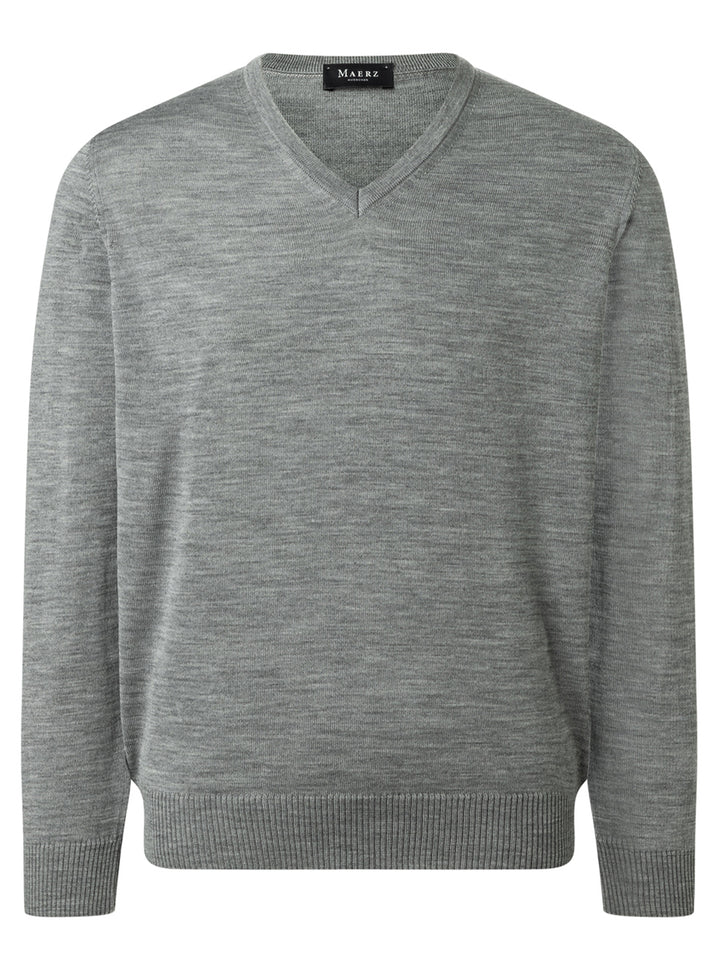 Maerz V Hals Trui – Grijs-100% wol-HEREN TRUIEN & VESTEN-Grijs