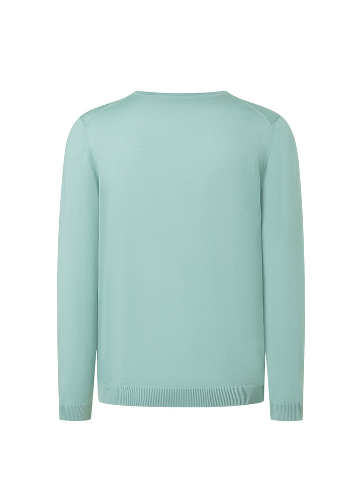 MAERZ v-hals trui merinowol-100% wol-HEREN TRUIEN & VESTEN-Groen