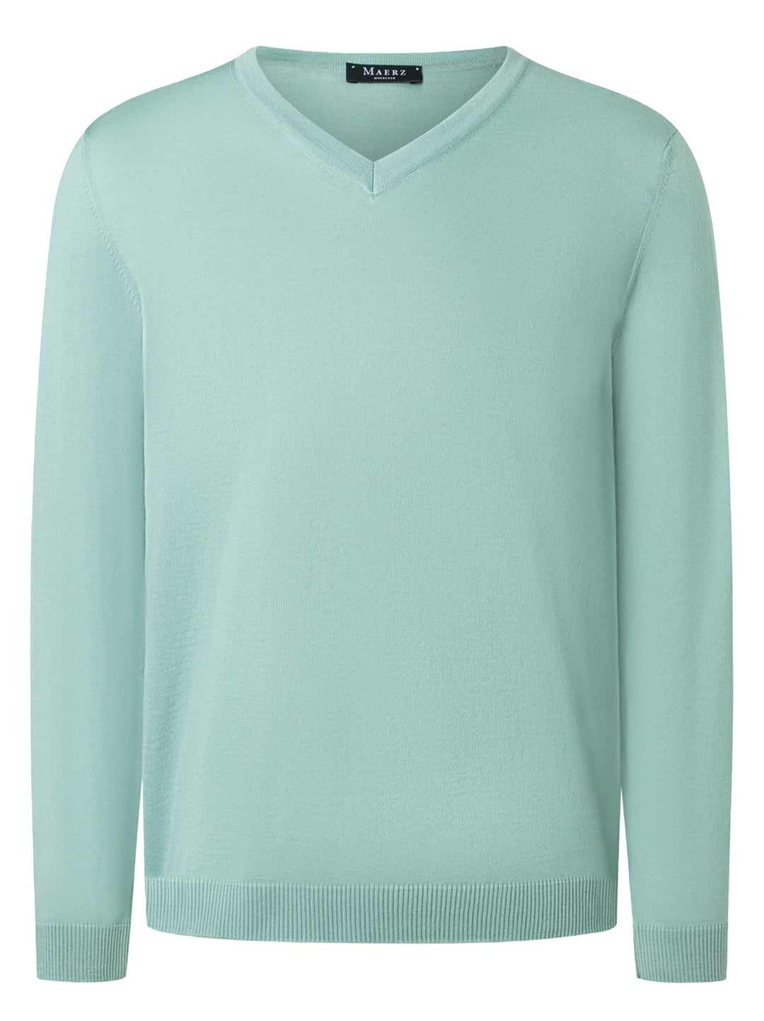 MAERZ v-hals trui merinowol-100% wol-HEREN TRUIEN & VESTEN-Groen