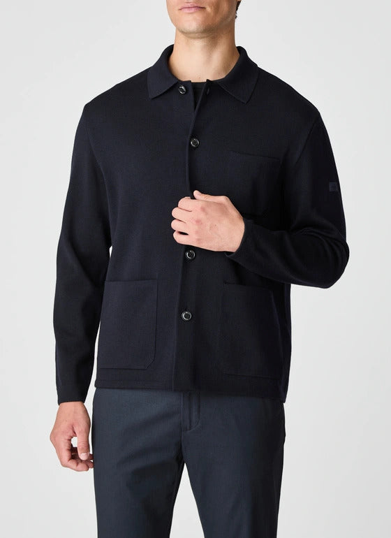 MAERZ Vest Knoop – Blauw-100% wol-HEREN TRUIEN & VESTEN-Blauw