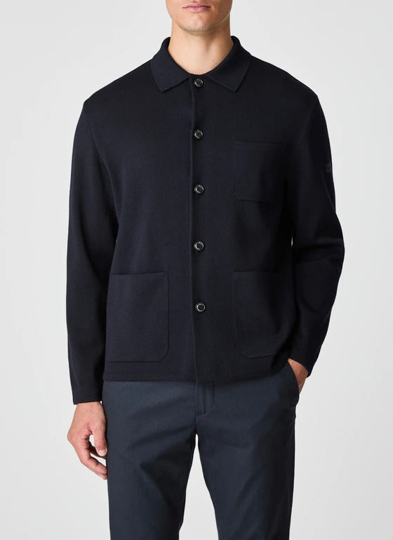 MAERZ Vest Knoop – Blauw-100% wol-HEREN TRUIEN & VESTEN-Blauw