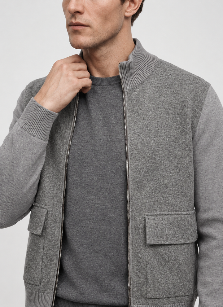 MAERZ Vest met Rits – Grijs-54% polyacryl, 24% wol, 22% polyester-HEREN TRUIEN & VESTEN-Grijs