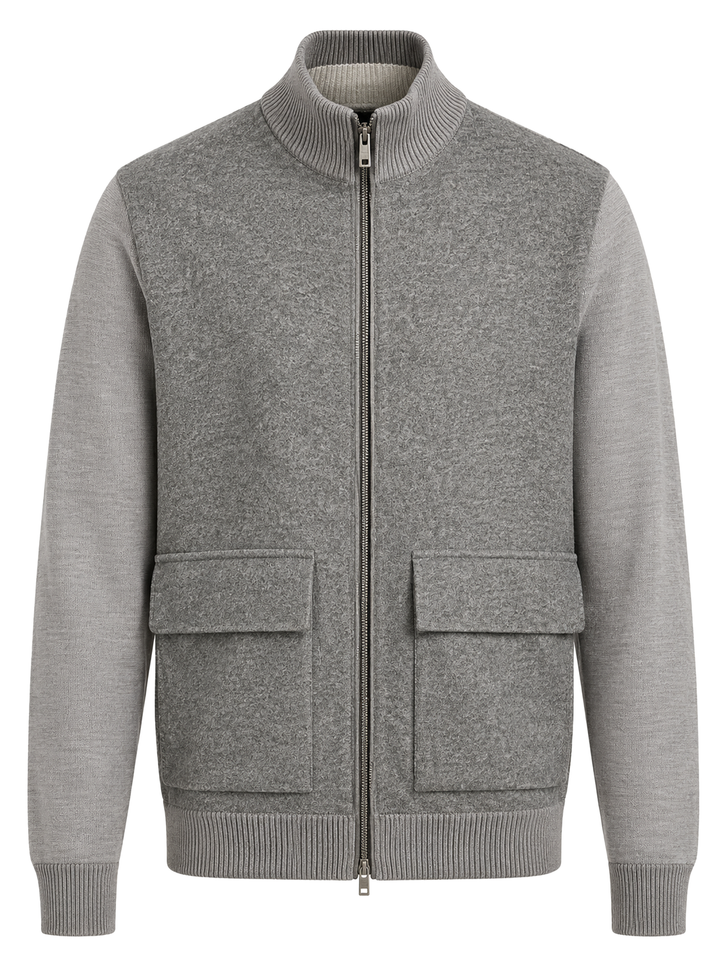MAERZ Vest met Rits – Grijs-54% polyacryl, 24% wol, 22% polyester-HEREN TRUIEN & VESTEN-Grijs