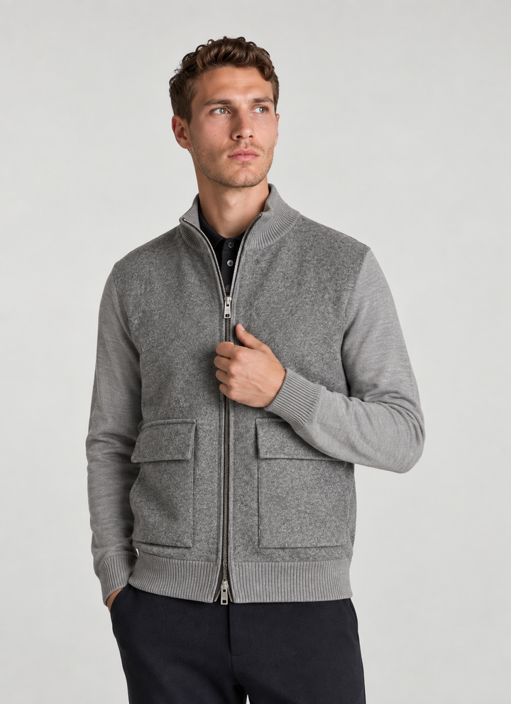 MAERZ Vest met Rits – Grijs-54% polyacryl, 24% wol, 22% polyester-HEREN TRUIEN & VESTEN-Grijs