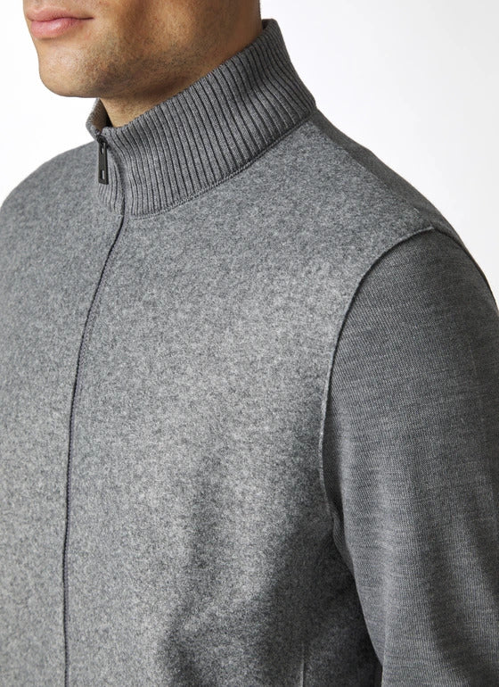 MAERZ Zip‑Vest Merinowol – Grijs-100% wol-HEREN TRUIEN & VESTEN-Grijs