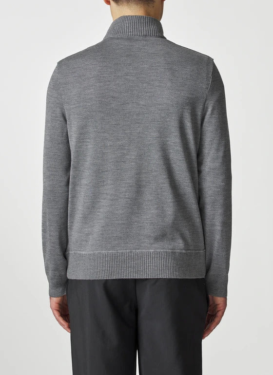 MAERZ Zip‑Vest Merinowol – Grijs-100% wol-HEREN TRUIEN & VESTEN-Grijs