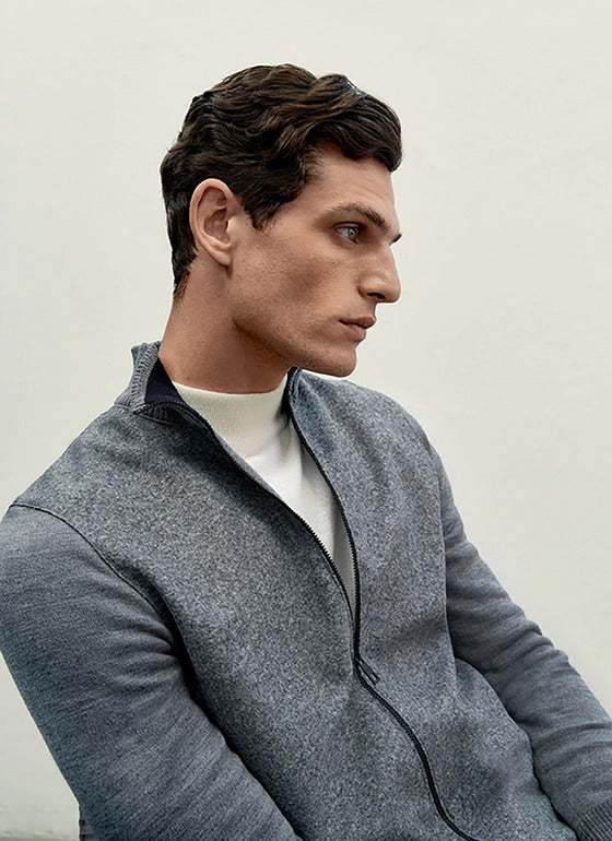 MAERZ Zip‑Vest Merinowol – Grijs-100% wol-HEREN TRUIEN & VESTEN-Grijs