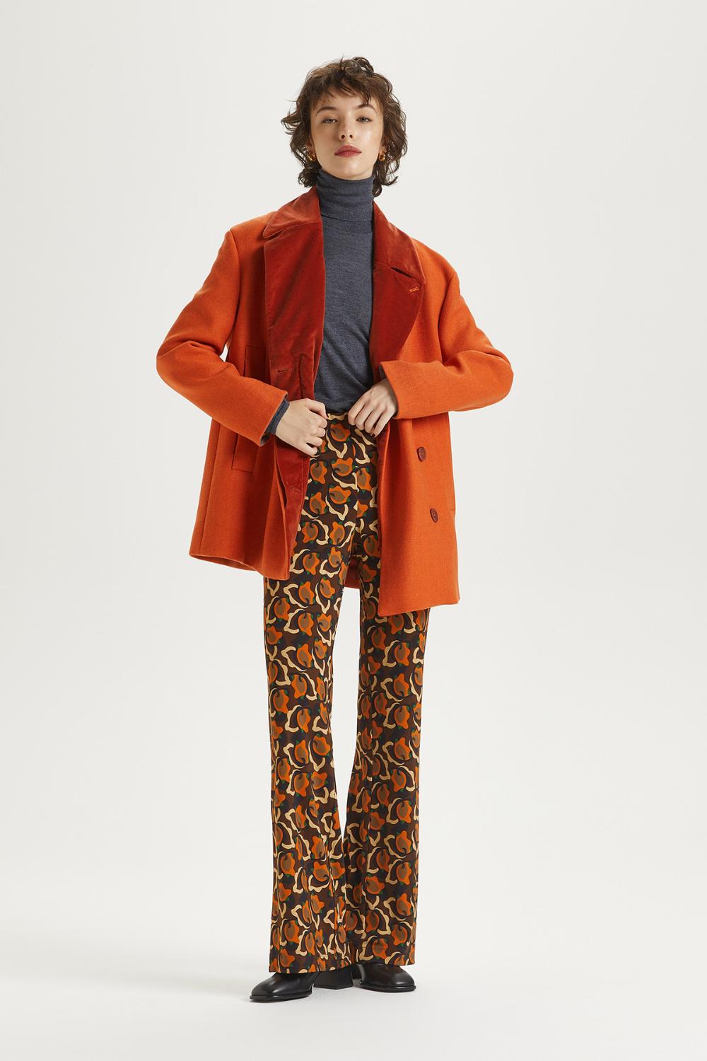 Maliparmi CAMOLEAVES pantalon-92% viskose, 8% elasthaan-DAMES BROEKEN-Bruin