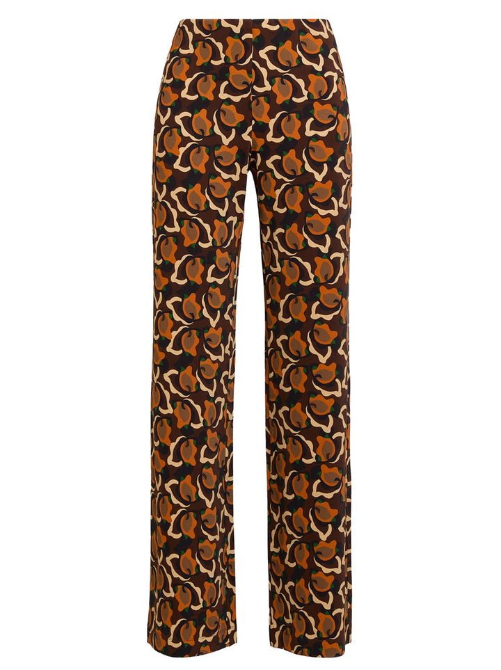 Maliparmi CAMOLEAVES pantalon-92% viskose, 8% elasthaan-DAMES BROEKEN-Bruin