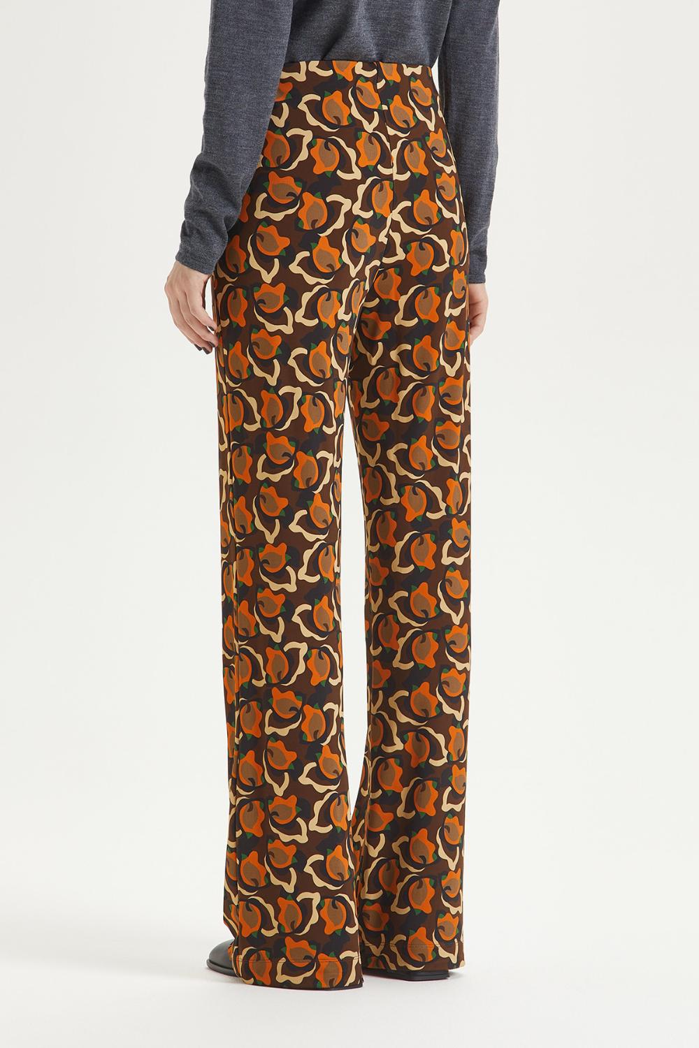 Maliparmi CAMOLEAVES pantalon-92% viskose, 8% elasthaan-DAMES BROEKEN-Bruin