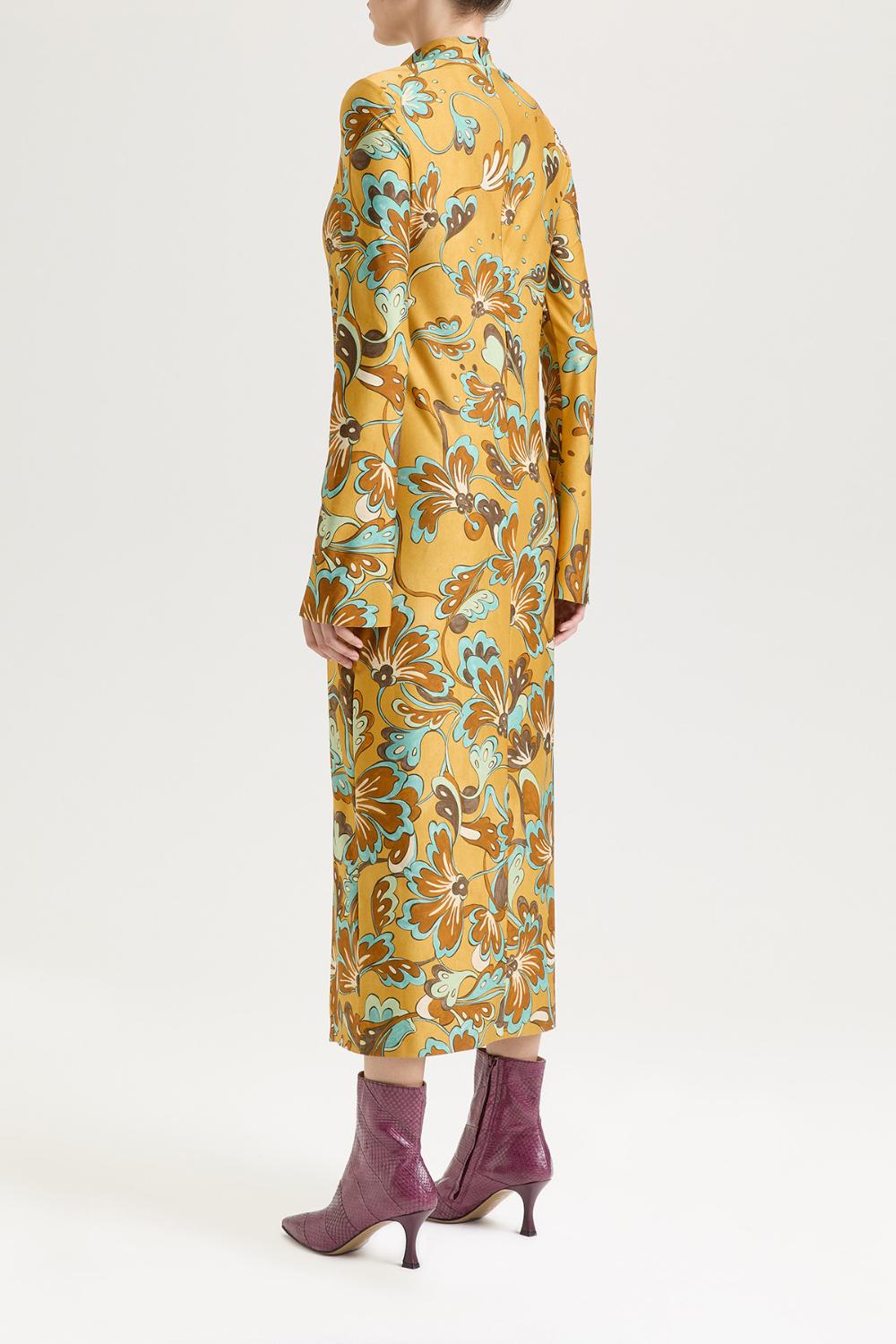 Maliparmi REBIRTH RAMAGE jurk-86% POLYESTER 14% ELASTOMER-DAMES JURKEN-Geel