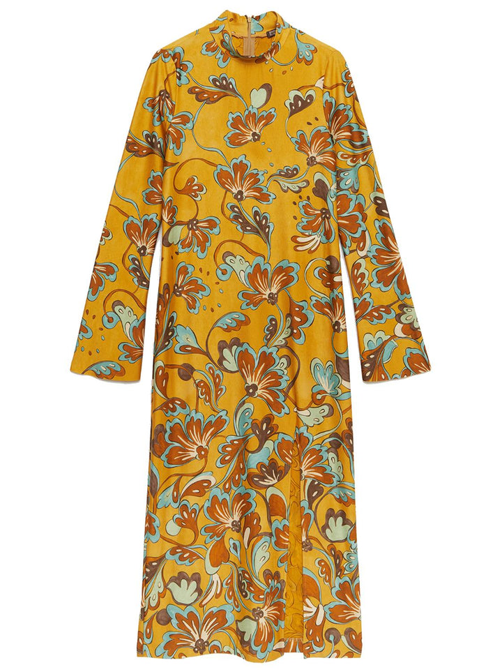 Maliparmi REBIRTH RAMAGE jurk-86% POLYESTER 14% ELASTOMER-DAMES JURKEN-Geel