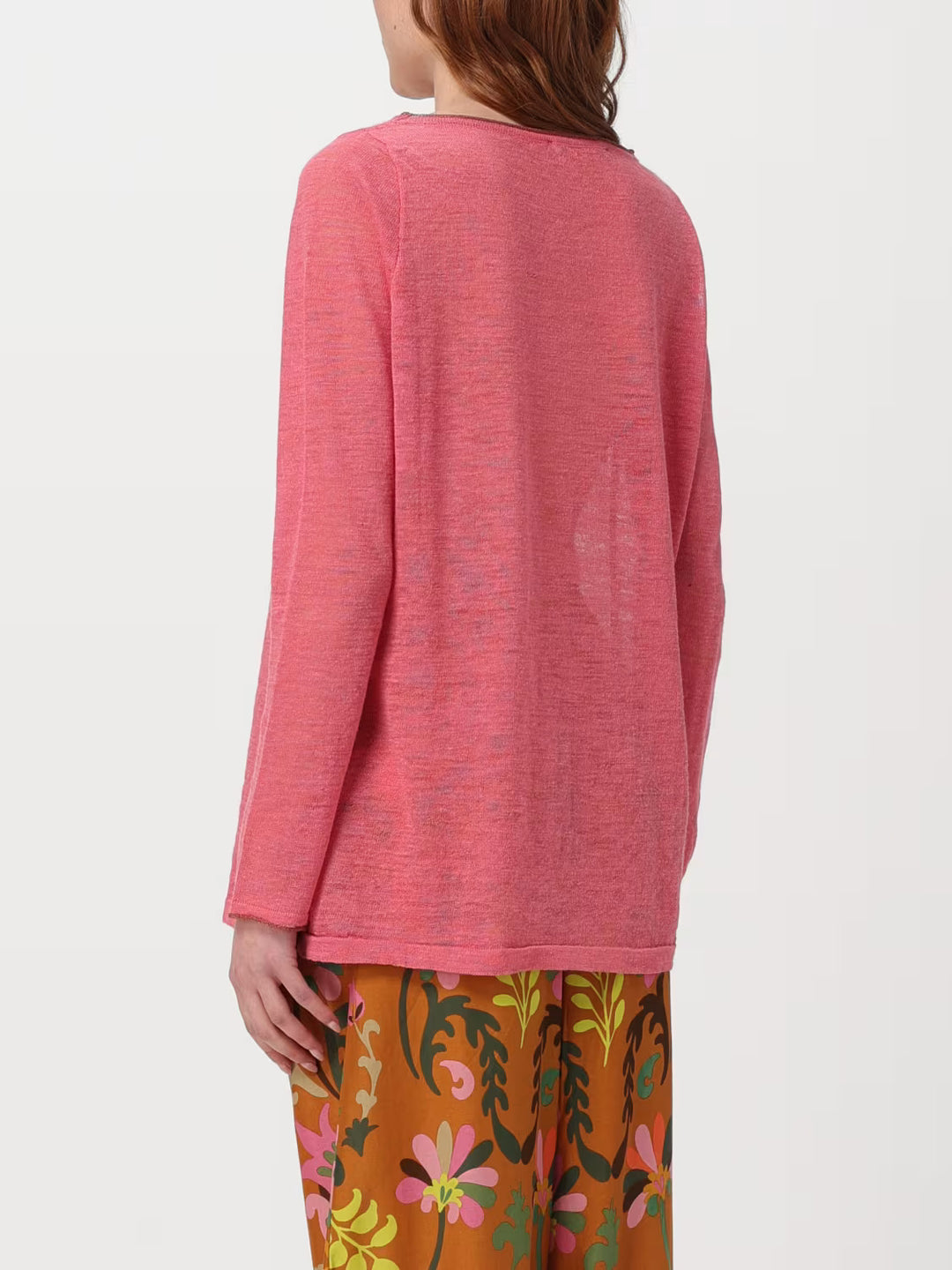 Maliparmi trui roze-57% katoen, 38% modaal, 5% polyamide-DAMES TRUIEN & VESTEN-Roze