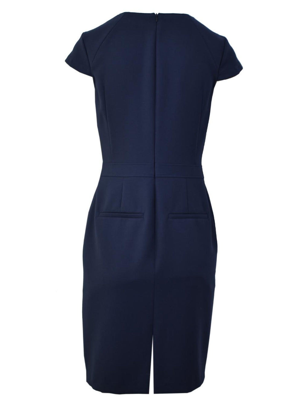 Marc Aurel korte jurk blauw-63% polyester, 31% viscose, 6% elastaan-DAMES JURKEN-Blauw