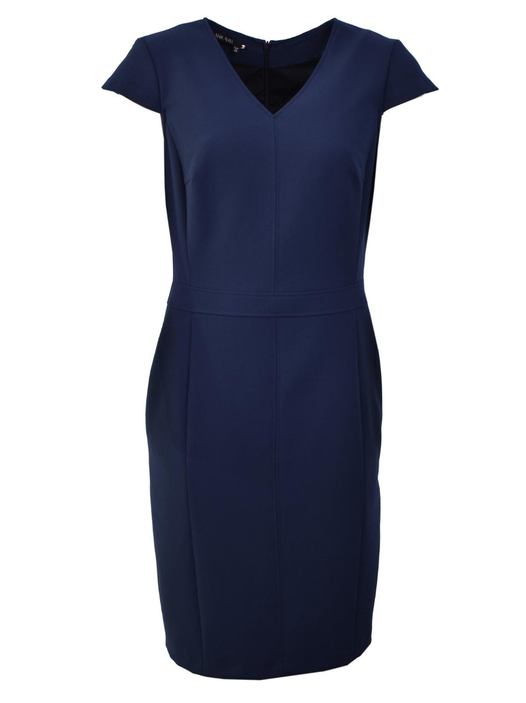 Marc Aurel korte jurk blauw-63% polyester, 31% viscose, 6% elastaan-DAMES JURKEN-Blauw