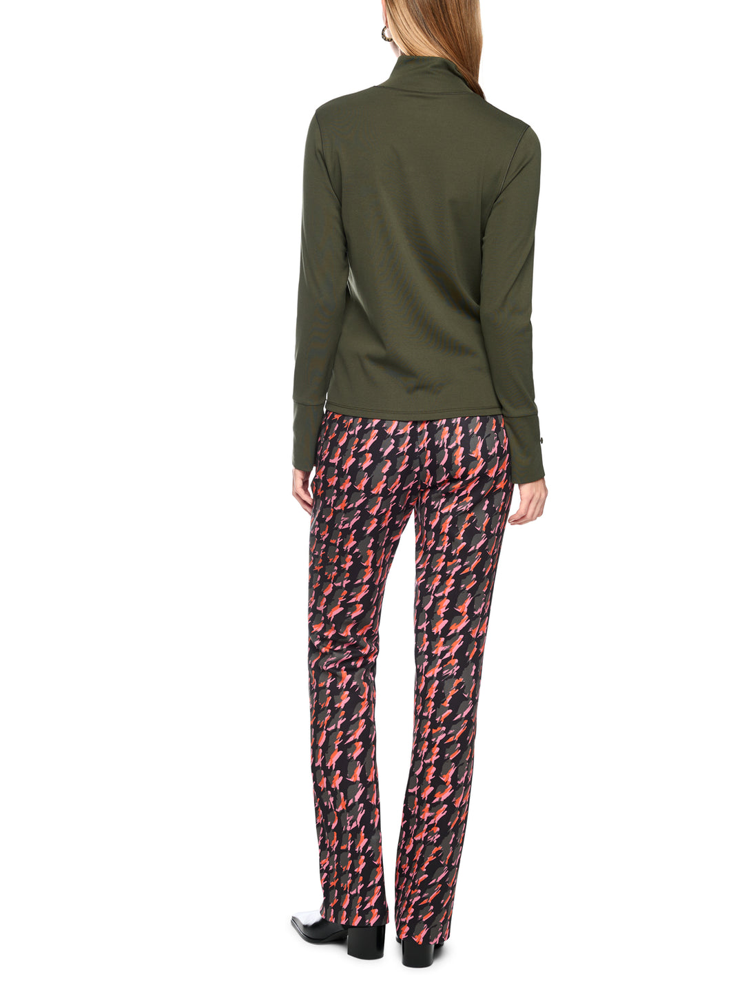 Marc Cain Basic Shirt met Opstaande Kraag – Groen-95% katoen, 5% elastaan-DAMES TOPS & BLOUSES-Groen