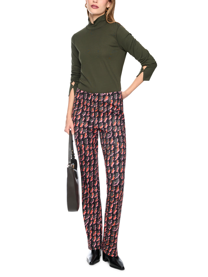 Marc Cain Basic Shirt met Opstaande Kraag – Groen-95% katoen, 5% elastaan-DAMES TOPS & BLOUSES-Groen